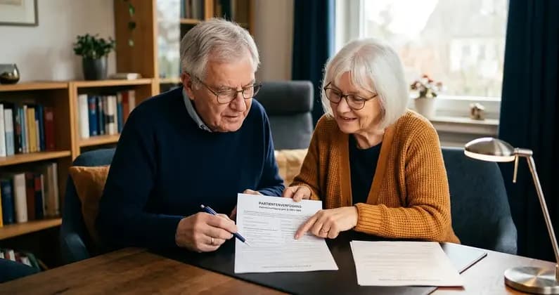 Person hält ausgefüllte Patientenverfügung in den Händen